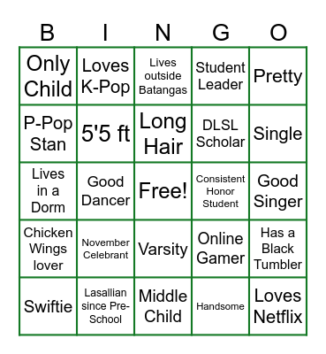 Getting to Know Activity Bingo Card