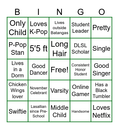 Getting to Know Activity Bingo Card