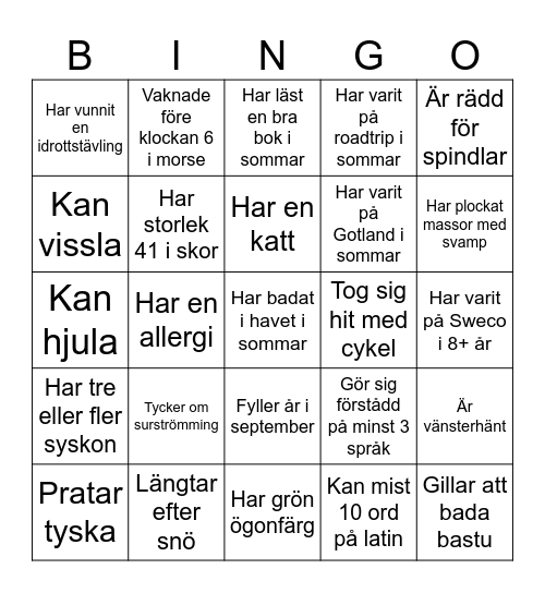 Mingelbingo Card