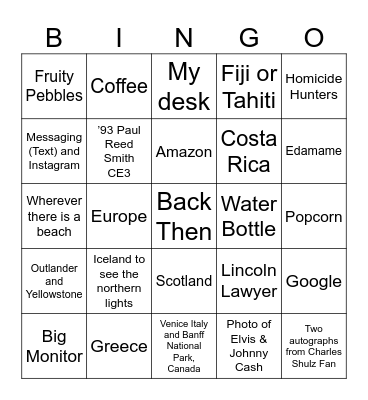 Team Favorites Bingo Card