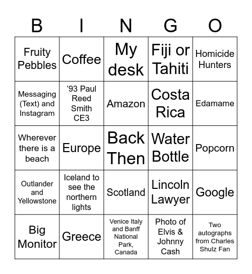 Team Favorites Bingo Card