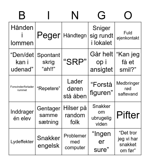 Peder Bingo Card