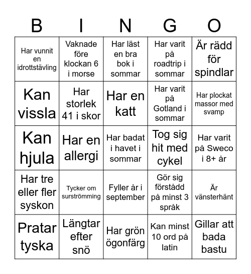 Mingelbingo Card