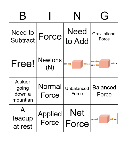 Net Force Bingo Card