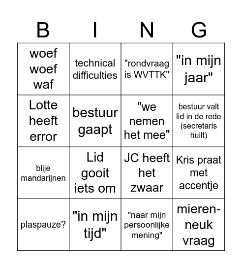 Beleids-ALV BINGO Card