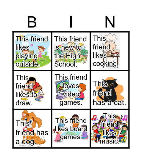 Find a Friend BINGO Card