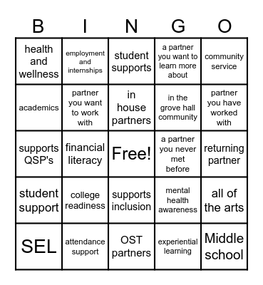 BURKE Partners BINGO Card