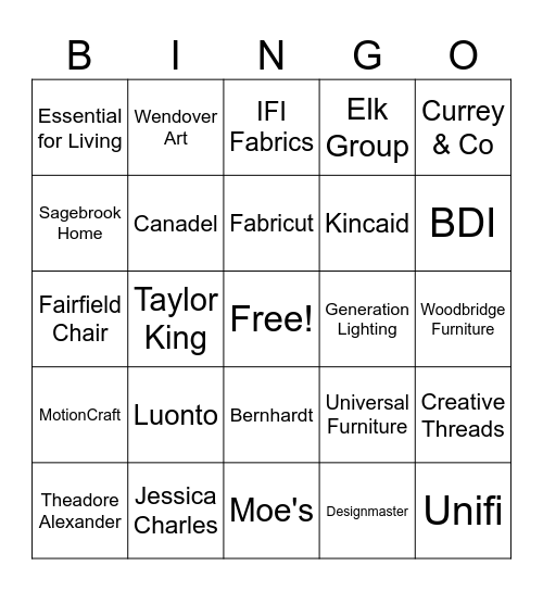 Supplier Bingo Card