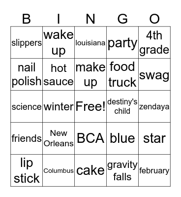 game 2  Bingo Card