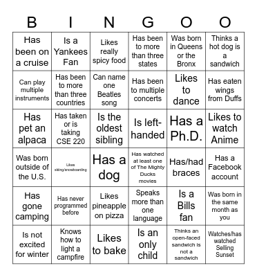 Icebreaker Bingo: Find Someone Who Bingo Card