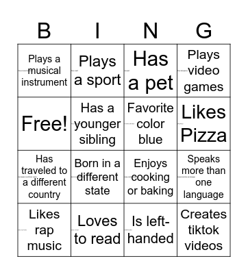 Human Bingo Card