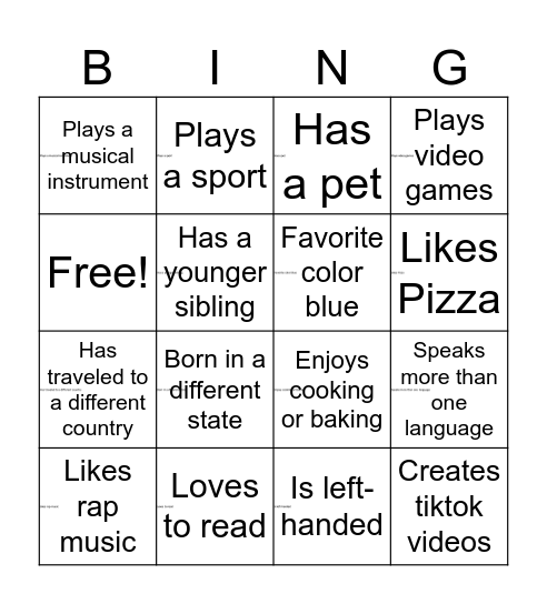 Human Bingo Card