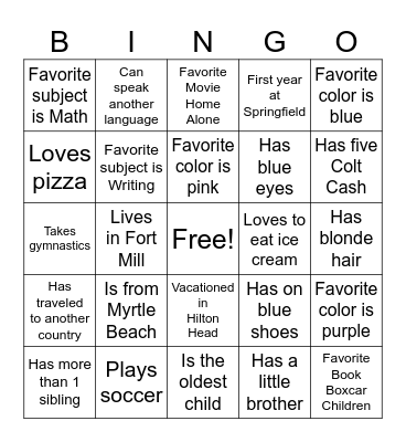 Do You Remember Bingo Card
