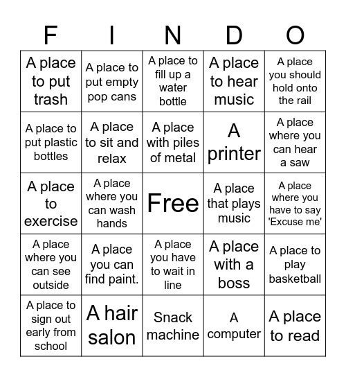 High School Scavenger Hunt! Bingo Card