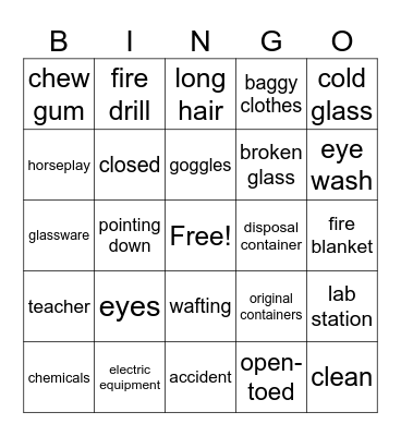 Safety Bingo Card