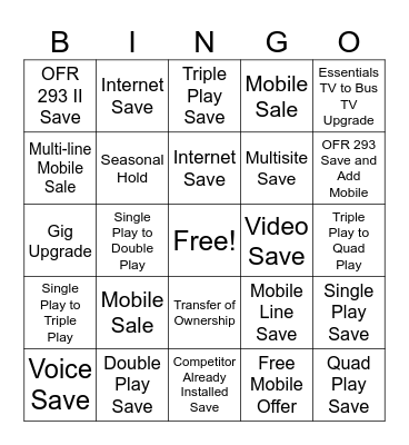 Retention BINGO Card