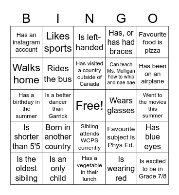 M&M Bingo Card