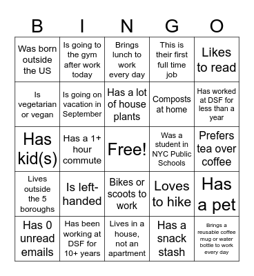 Office of Energy and Sustainability Bingo Card