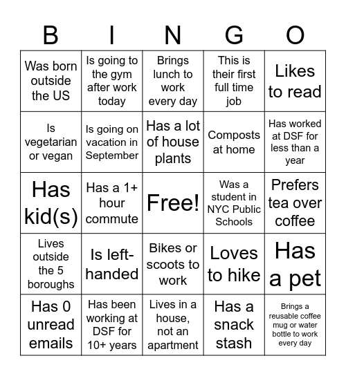Office of Energy and Sustainability Bingo Card