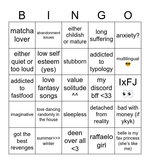 mimi bingoooo Bingo Card