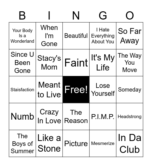 2003 Bingo Card
