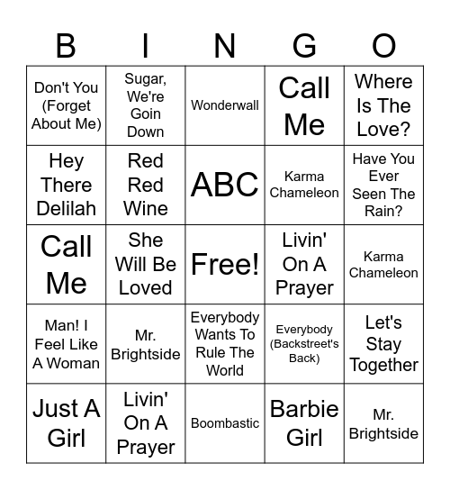 ISG BINGO BANGO SONGO ROUND 1 Bingo Card