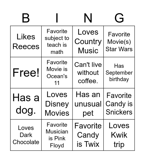 Get To Know Roosevelt Staff! Bingo Card