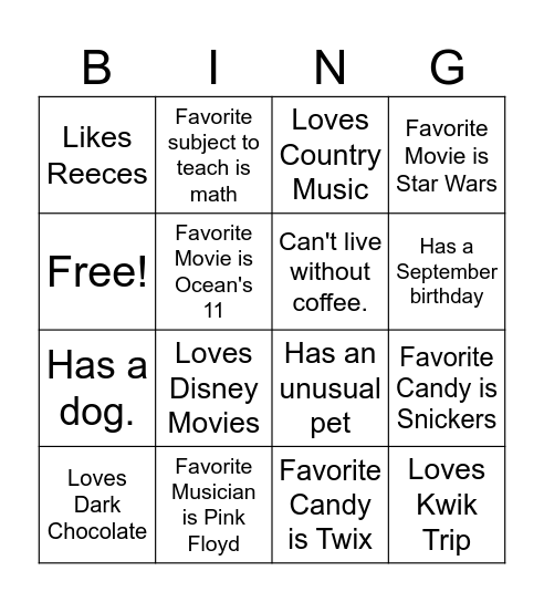 Get To Know Roosevelt Staff! Bingo Card