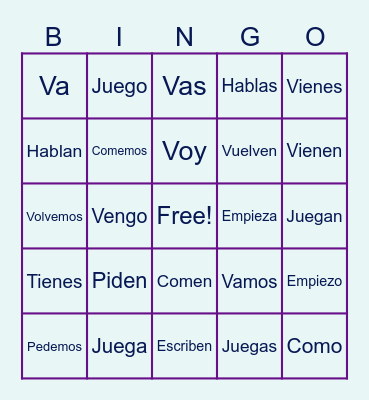 Spanish Bingo Card