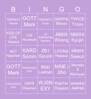 K-POP BINGO! Bingo Card