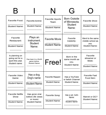 Polar Bingo Card