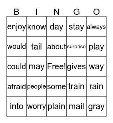 Unit #21 Bingo Card