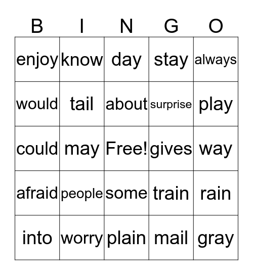 Unit #21 Bingo Card