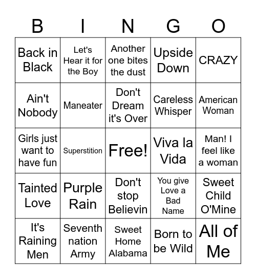 Songs You Should Know... Bingo Card