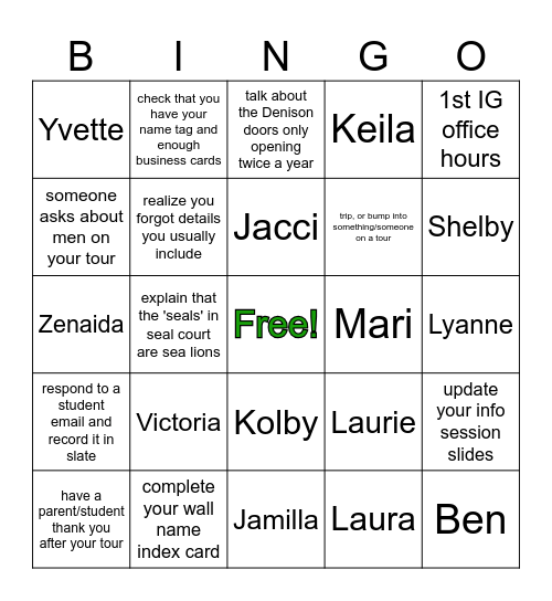 Admissons bingo! Bingo Card