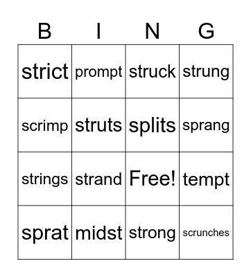 2.5 Bingo Card