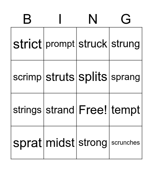 2.5 Bingo Card