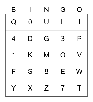 French Alphabet & #'s 0 - 10 Bingo Card