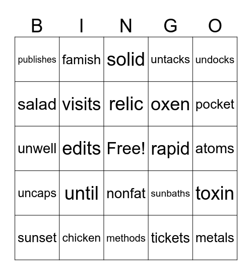 3.1 Bingo Card