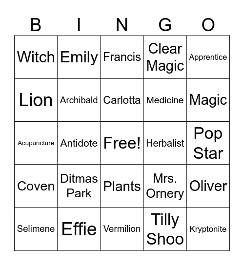 Witches of Brooklyn Bingo Card