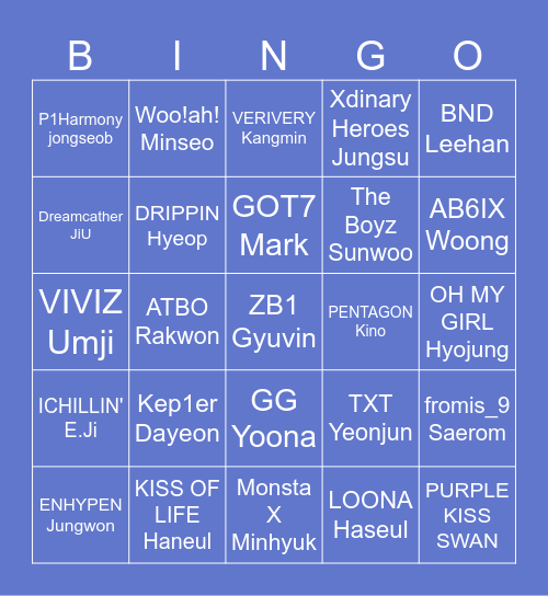 K-POP BINGO! Bingo Card