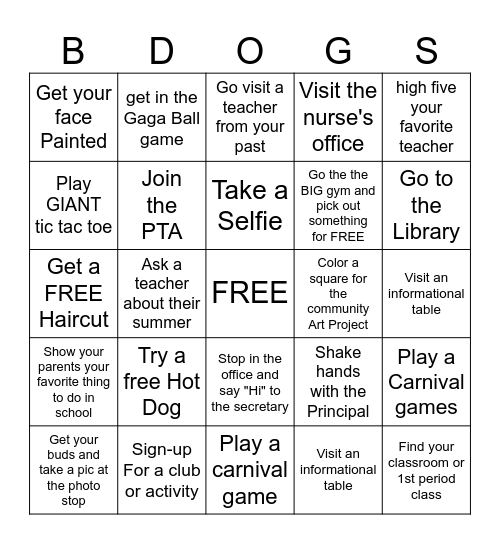 Welcome Back '23 Bingo Card