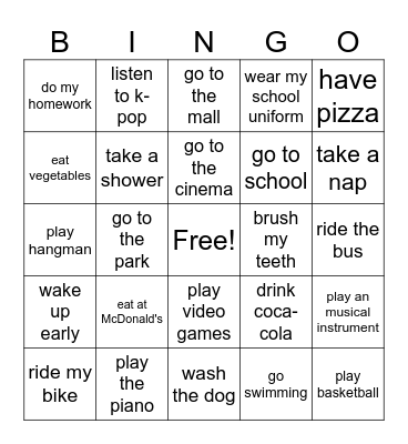 Adverbs of Frequency Bingo Card