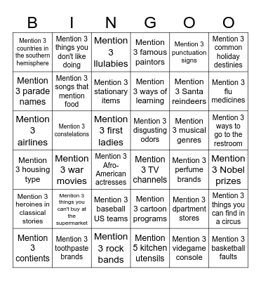5 segundos Bingo Card
