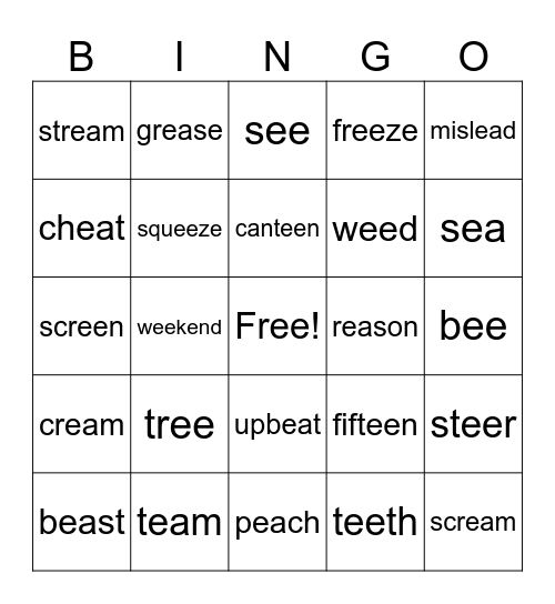 ee/ea BINGO Card