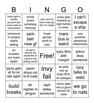 2024 school year bingo!! Bingo Card