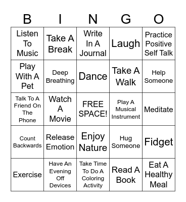 GWMS Suicide Prevention Bingo Card