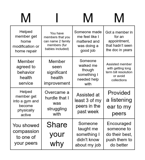 Bingo- Make It Matter Edition Bingo Card