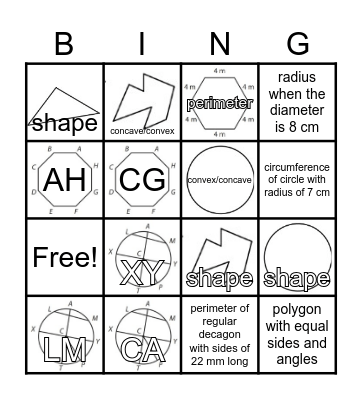 Geometry - 2D Figure Bingo Card