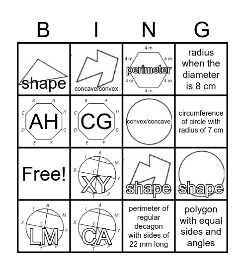 Geometry - 2D Figure Bingo Card